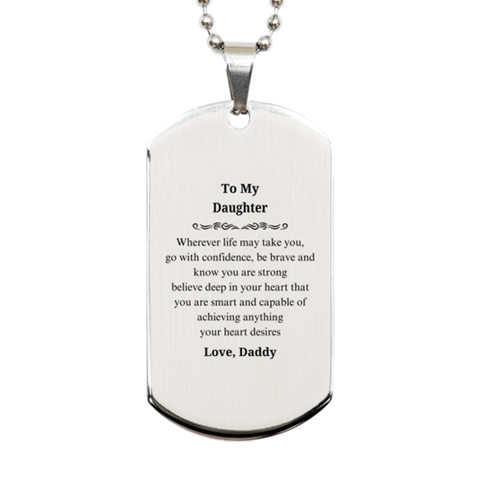 silver dog tag daughter engraved inspirational quote ideal graduation birthday christmas gift confidence and strength for her