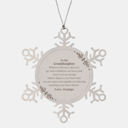 Snowflake Ornament Granddaughter Gift Engraved with Inspirational Quote for Christmas, Birthday, and Graduation - Show Your Love and Confidence with this Unique Keepsake