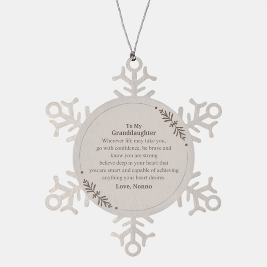 Snowflake Ornament Granddaughter Engraved Christmas Gift Nonno Love Confidence Strong Hope