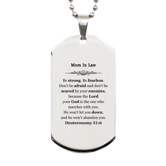 mom in law engraved silver dog tag be fearless have confidence with deuteronomy 31 6 perfect gift for birthday christmas veterans day