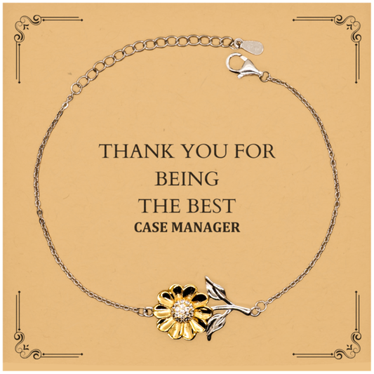 Case Manager Sunflower Bracelet - Thank You for Being the Best Engraved Jewelry Gift for Appreciation, Christmas, Birthday, and Graduation