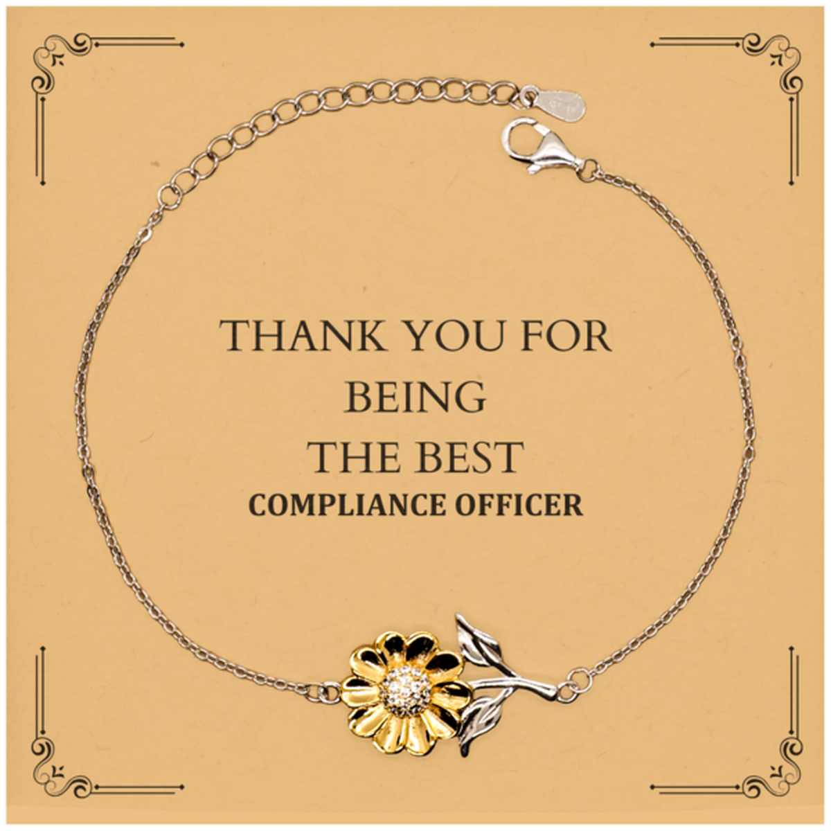 Compliance Officer Sunflower Bracelet Thank You Best Unique Christmas Gift for Her