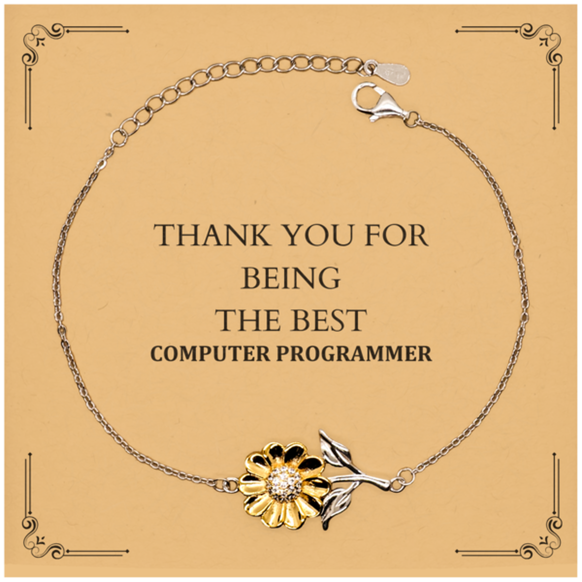 Unique Sunflower Bracelet for Computer Programmer: Thank You for Being Wonderful - Perfect Gift for Birthday, Christmas, and Graduation