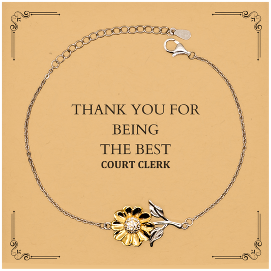 Unique Sunflower Bracelet for Court Clerk - Thank You for Being the Best Gift for Christmas, Graduation, and Birthday Celebration - Engraved with Inspirational Confidence