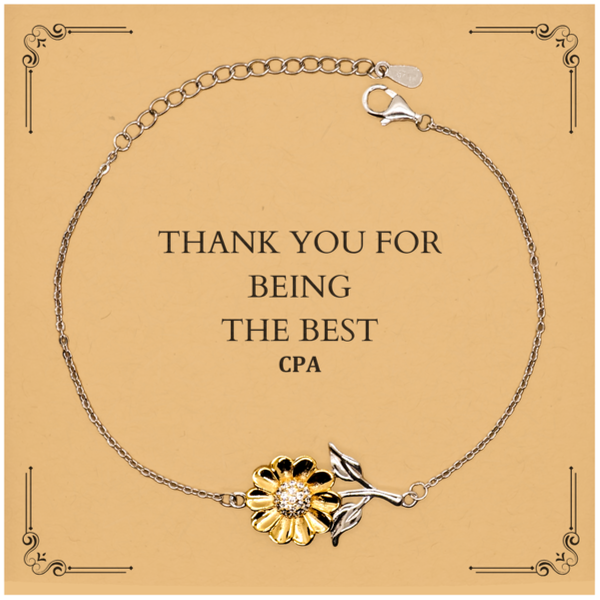 CPA Sunflower Bracelet - Thank You for Being the Best Accountant, Confidence-Boosting Gift for Tax Season, Unique Appreciation Jewelry for Financial Professionals