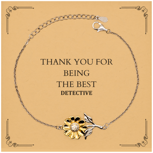 Unique Detective Sunflower Bracelet Thank You Best Detective Inspirational Gift for Holidays