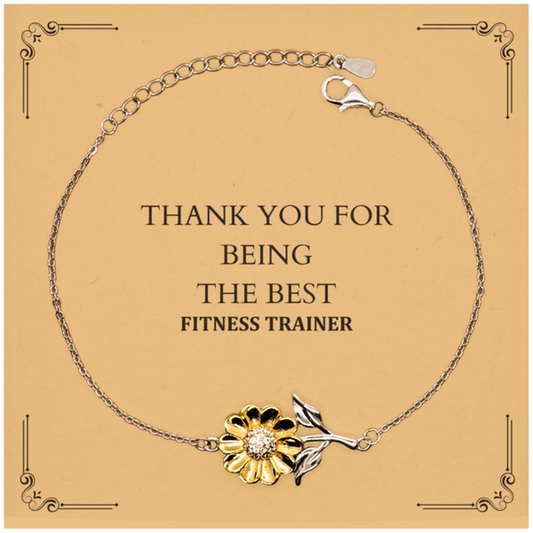 Fitness Trainer Engraved Sunflower Bracelet Thank You for Being the Best Motivational Coach Birthday Gift for Women Who Inspire Confidence and Hope