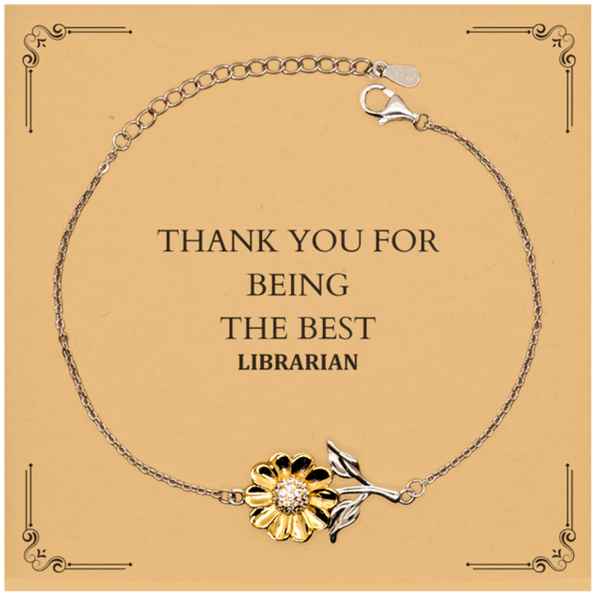 Pulsera de girasol de bibliotecaria: ¡Gracias por ser la mejor! Regalo perfecto para graduación, Navidad y cumpleaños