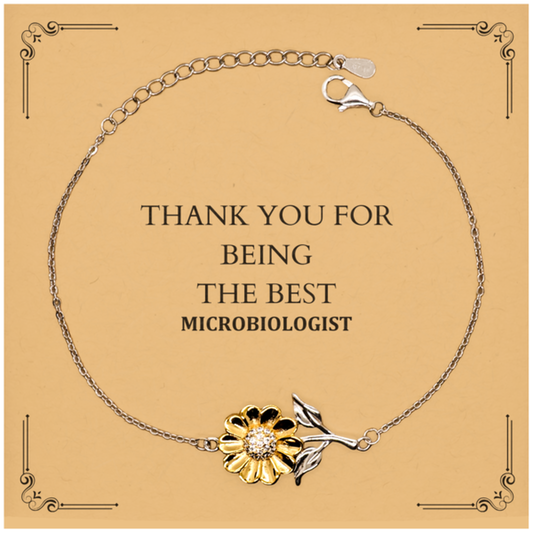 Unique Sunflower Bracelet for Microbiologist - Thank You for Being the Best, Inspirational Gift for Christmas, Birthday, Graduation