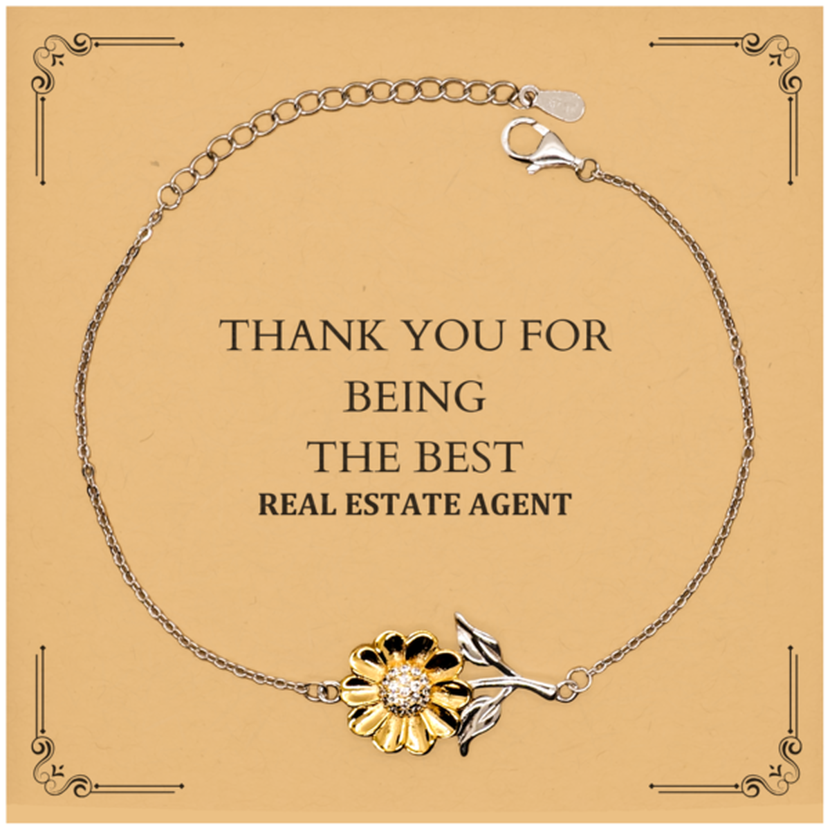 Pulsera de girasol exclusiva para agente inmobiliario: gracias por ser el mejor: obsequio de agradecimiento para el mejor agente inmobiliario de la industria: obsequio de agradecimiento inmobiliario inspirador