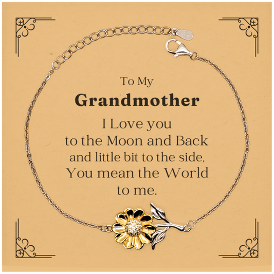 Grandmother Sunflower Bracelet Engraved Birthday Gift Love You to the Moon and Back