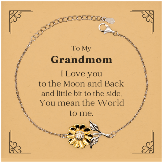 Sunflower Bracelet Grandmom I Love You to the Moon Engraved Gift for Her Birthday Christmas Jewelry