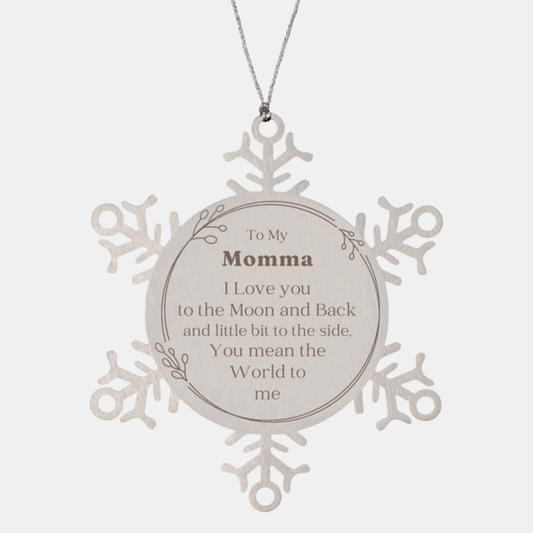 Momma Snowflake Ornament Engraved with Love for Christmas Gift