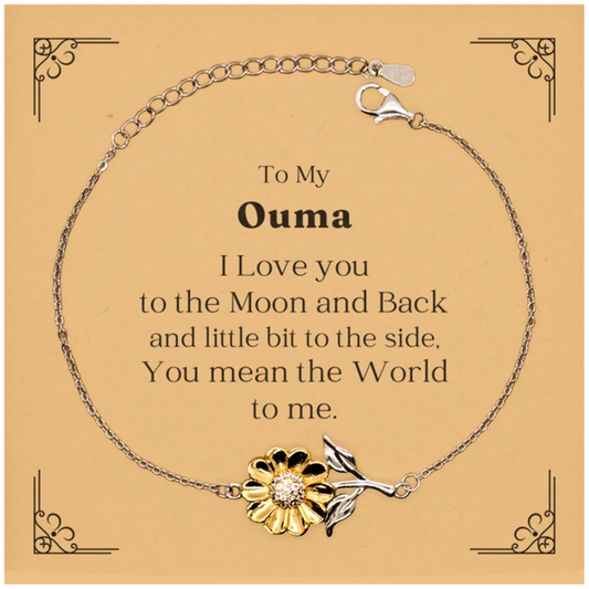 Ouma Sunflower Bracelet, Engraved Love You to the Moon, Birthday Gift for Her, Unique Jewelry to Express Appreciation and Affection, Meaningful Ouma Bracelet for Special Occasions, Mothers Day Surprise