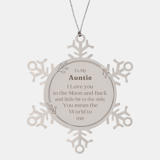 Snowflake Ornament Auntie I Love You to the Moon and Back Christmas Gift for Aunts, Unique Engraved Keepsake to Show Love and Gratitude on Holidays