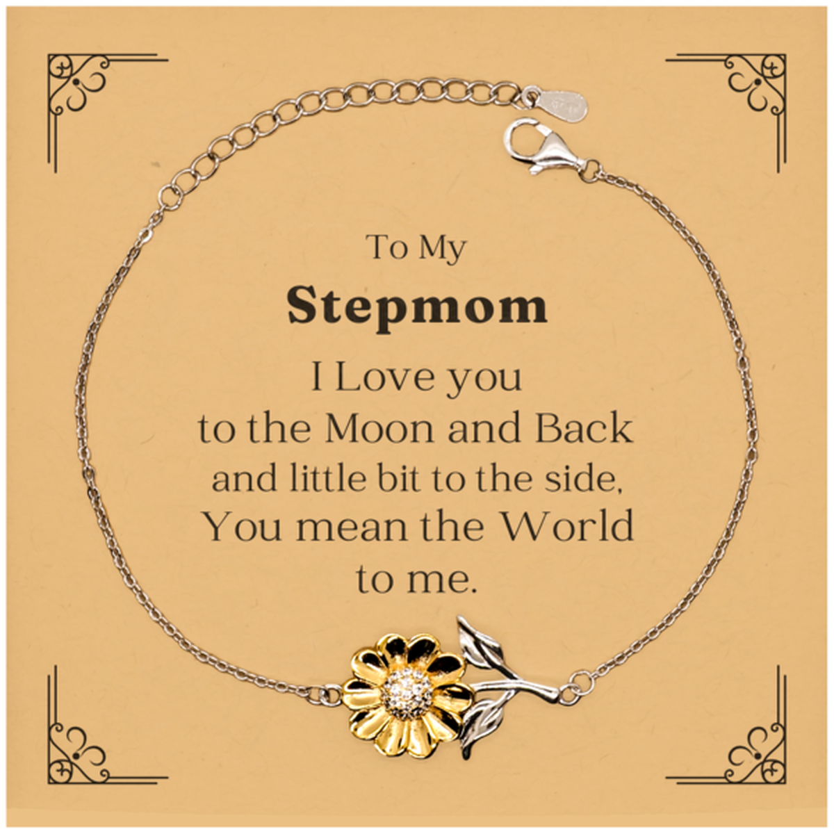 To My Beloved Stepmom Sunflower Bracelet - Perfect Gift for Mothers Day, Birthday, and Christmas - Express Your Love and Appreciation - Engraved Jewelry for Stepmom