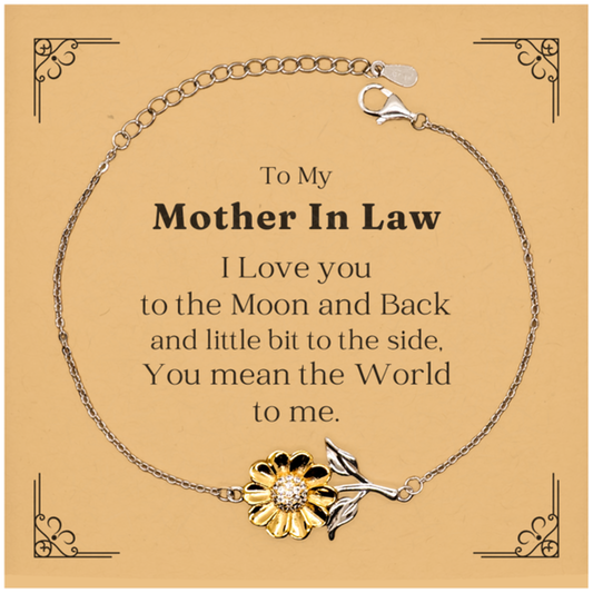 To My Mother In Law I love you - Sunflower Bracelet for Christmas and Holidays, perfect engraved gift for Mothers Day, Mother In Law Birthday, and more