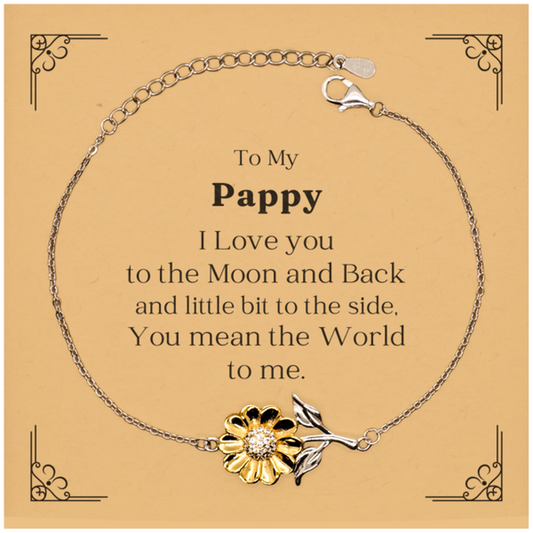 Pappy Sunflower Bracelet - Express Love to Your Pappy, Perfect Gift for Birthday, Graduation, Veterans Day, Holidays, and More