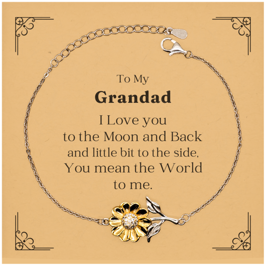 Engraved Sunflower Bracelet for Grandad - Expressing Love for Grandad on Fathers Day, Christmas, and Birthday - Inspirational Gift for the Worlds Best Grandad