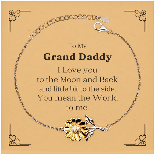 Grand Daddy Sunflower Bracelet - Engraved Love for Grandfather - Meaningful Gift for Birthday, Christmas, and Holidays