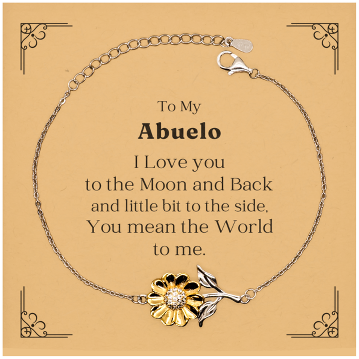 Abuelo Sunflower Bracelet Engraved Gift for Grandpa Birthday Christmas Veterans Day I Love You to the Moon and Back