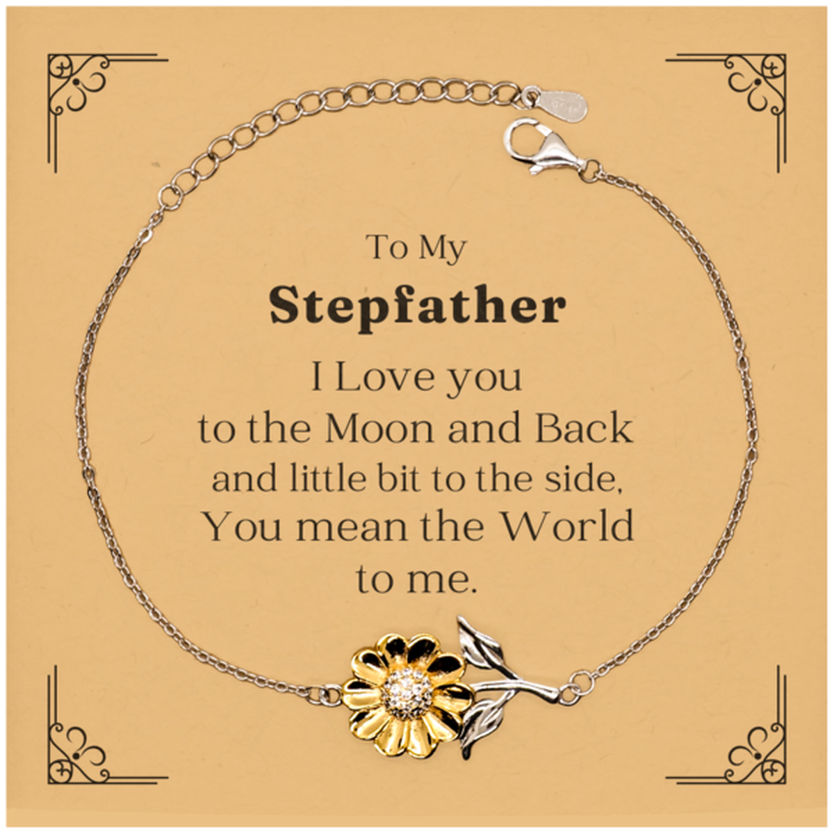 To My Stepfather Sunflower Bracelet - Unique Gift for Christmas, Birthday, and More - Stepfather Bracelet to Show Love and Appreciation - Engraved Jewelry for Stepfather