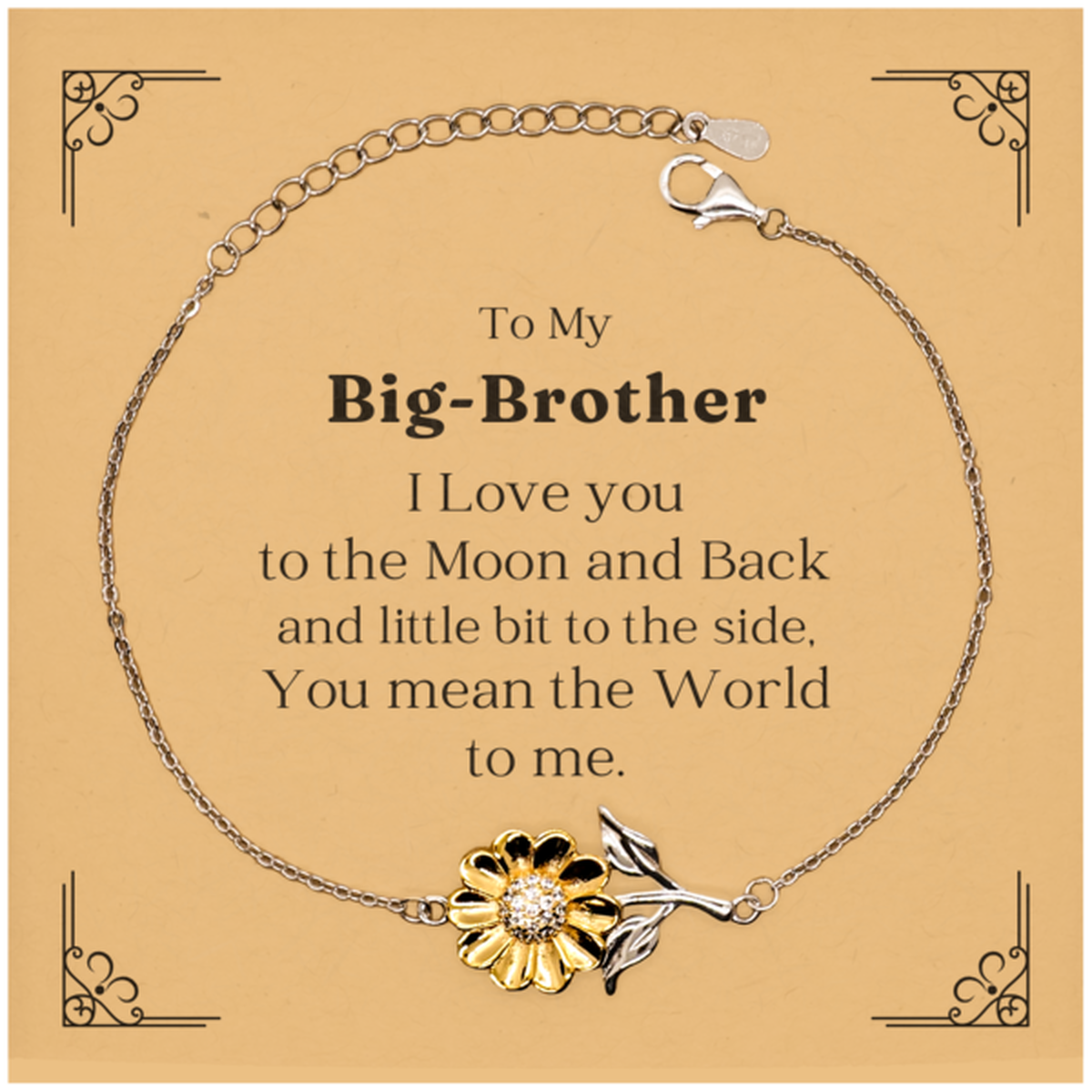 Big-Brother Sunflower Bracelet - Engraved Love Gift for Birthday, Christmas, and Graduation - You Mean the World to Me