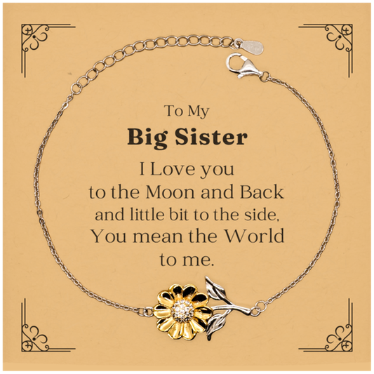 To My Big Sister Sunflower Bracelet Gift for Birthday or Holidays Unique Engraved Jewelry to Express Love and Appreciation from Little Sister