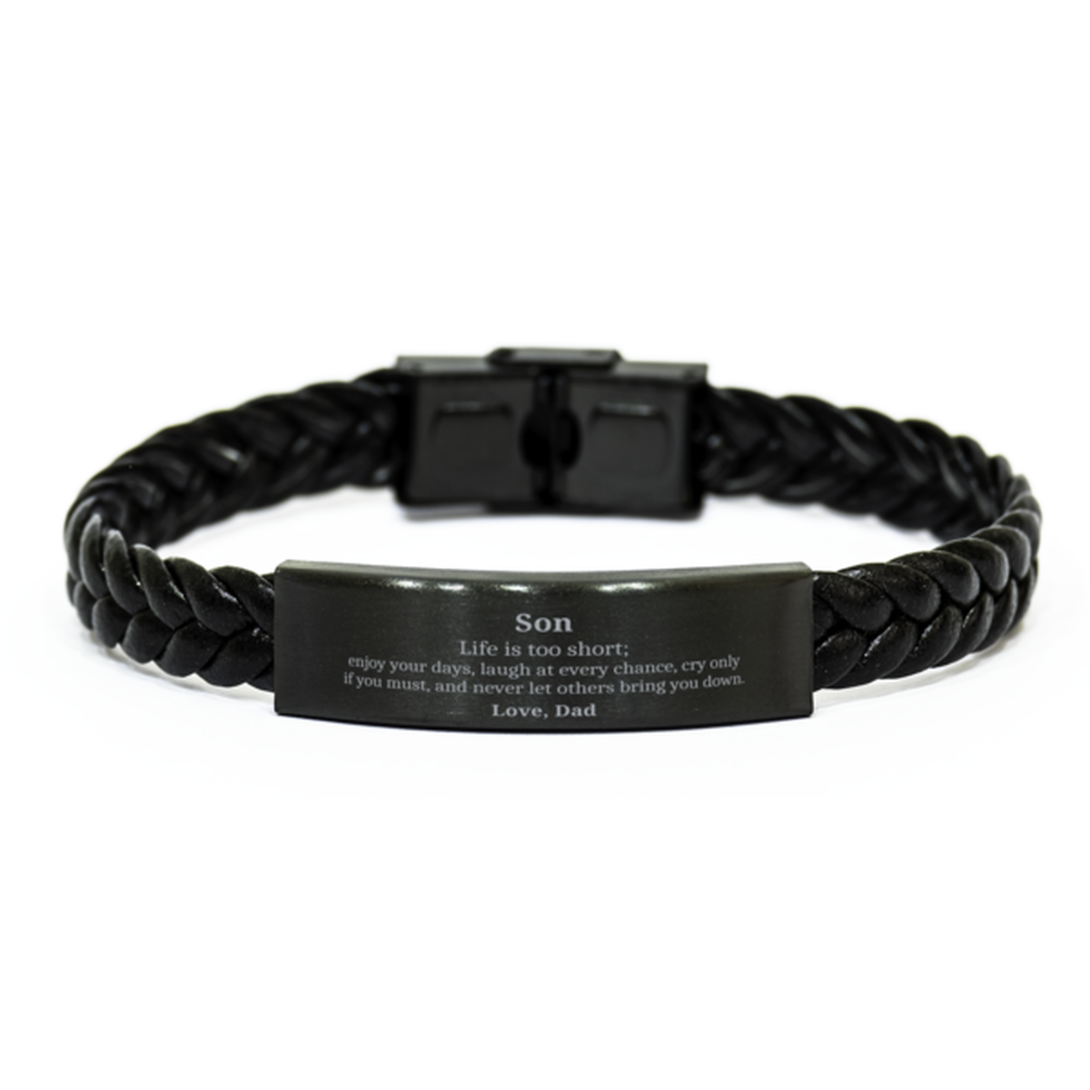 Sons Braided Leather Bracelet Enjoy Every Moment Insipirational Gift for Son from Dad Graduation Christmas Birthday