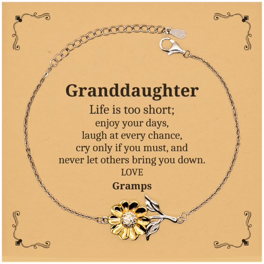 Sunflower Bracelet Granddaughter Inspirational Gift Enjoy Every Moment Love, Gramps