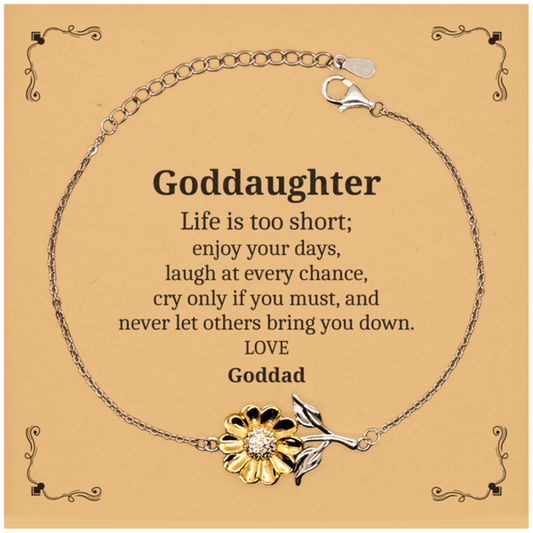 Goddaughter Sunflower Bracelet Engraved Inspirational Gift, Love from Goddad