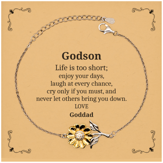 Sunflower Bracelet Godson Enjoy Every Moment Engraved Inspirational Gift for Birthday Graduation Veterans Day