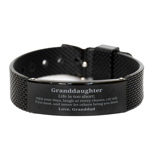 Pulsera de malla con diseño de tiburón negro para nietas: regalo de amor inspirador para abuelos para cumpleaños, Navidad y graduación: joyería grabada llena de confianza y esperanza para nietas