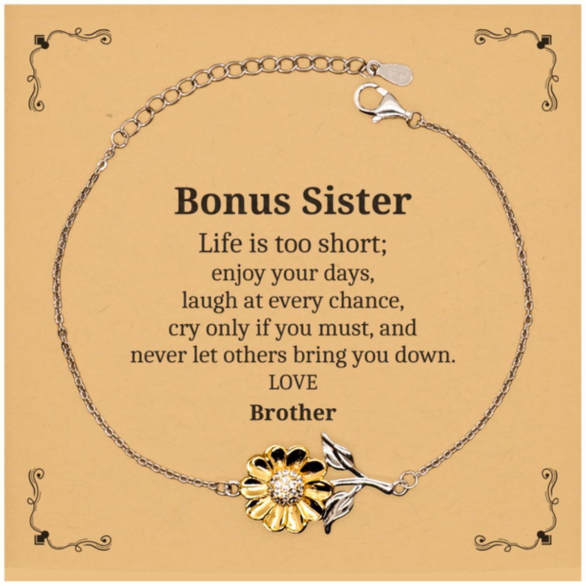 Pulsera Bonus Sister Sunflower: disfruta tus días con amor y confianza, regalo inspirador para cumpleaños, Navidad, graduación y más