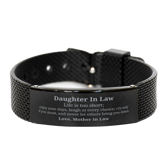 Black Shark Mesh Bracelet for Daughter In Law - Enjoy every day, love from Mother In Law - Inspirational Gift for Birthday, Christmas, Graduation