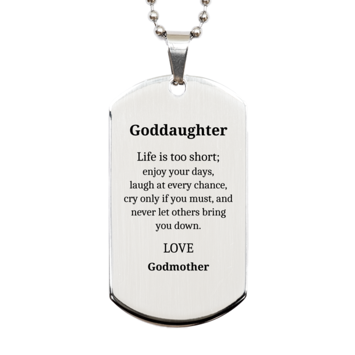 goddaughter silver dog tag enjoy your days graduation gift from godmother inspirational jewelry for her