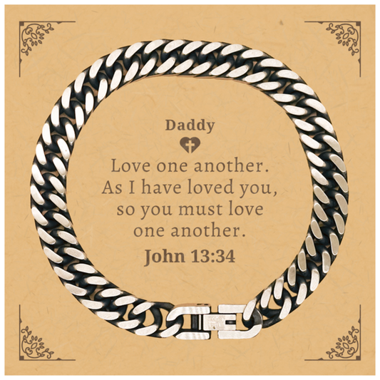 Daddy Cuban Link Chain Bracelet Love one another Engraved Gift for Him Birthday Christmas