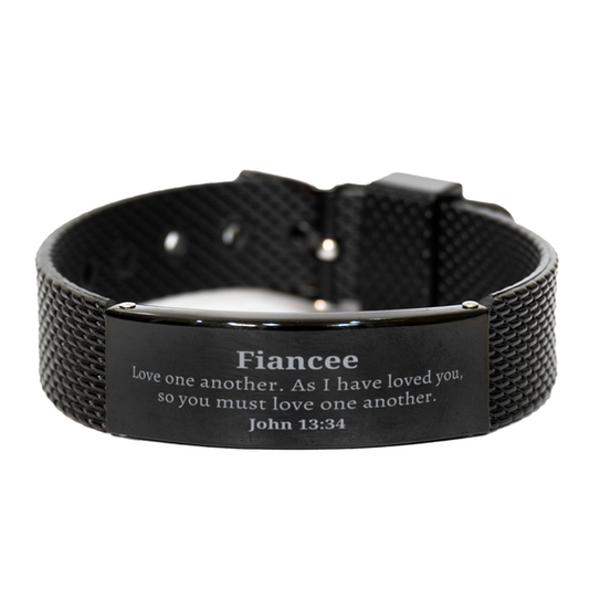 Black Shark Mesh Bracelet - Fiancee Gift Love one another