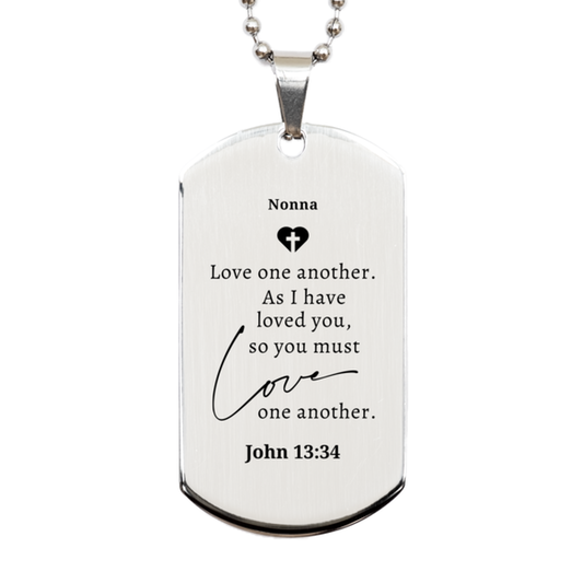 nonna engraved silver dog tag love one another inspirational gift for mothers day birthday christmas veterans day