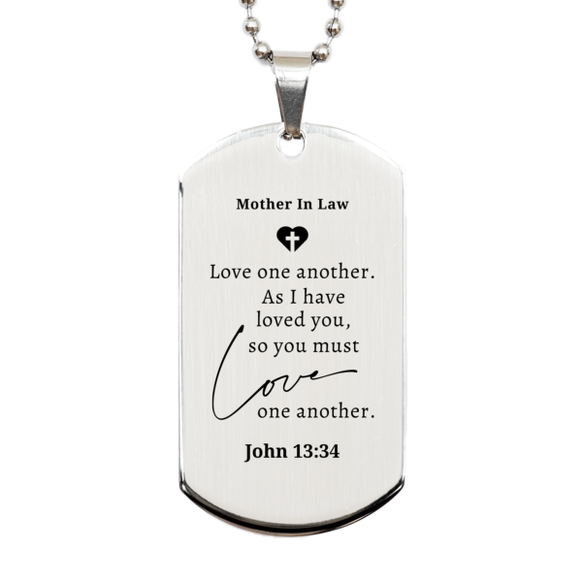 mother in law silver dog tag love one another unique engraved gift for birthday christmas mother in law inspirational jewelry for women