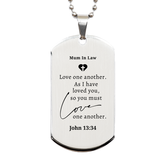 silver dog tag mum in law love one another engraved inspirational gift for birthday and christmas