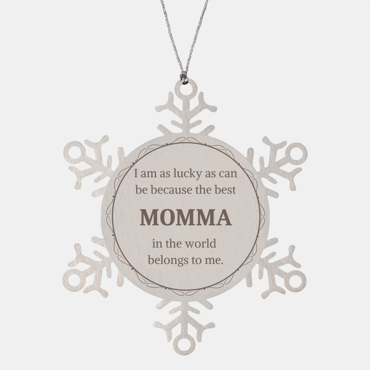 Snowflake Ornament for Momma - Best Momma in the World Holiday Gift Idea with Engraved Inspiration