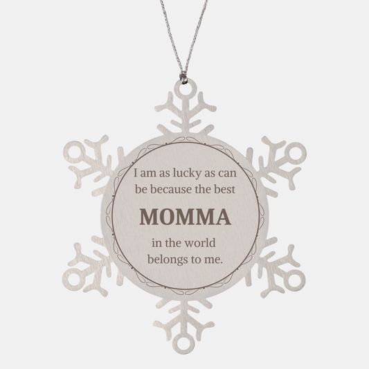 Snowflake Ornament for Momma - Best Momma in the World Holiday Gift Idea with Engraved Inspiration