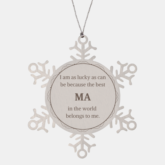 Unique Snowflake Ornament for Ma - Best Ma Belongs to Me - Mothers Day Gift - Christmas Ornament for Ma - Engraved Ma Gift