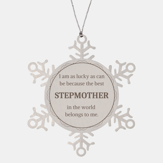 Snowflake Ornament for Stepmother - The Best Stepmother Belongs to Me - Engraved Christmas Gift for Step-mom, Unique Holiday Present to Express Love and Gratitude, Perfect Stocking Stuffer to Celebrate Family and Joy