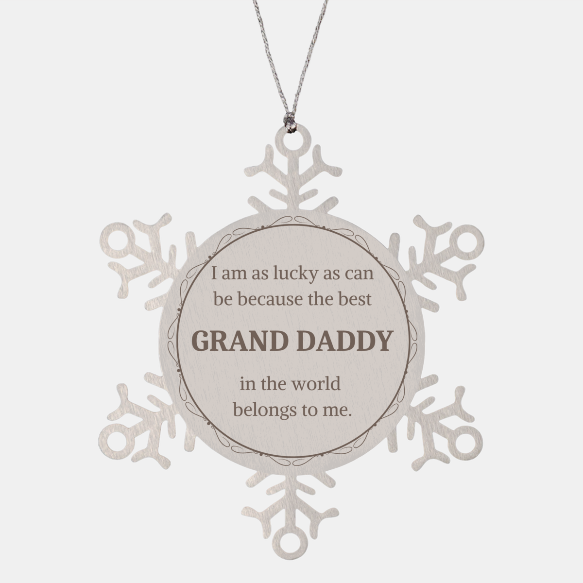 Snowflake Ornament Grand Daddy - Best Grand Daddy in the World Engraved Christmas Gift for Grand Daddy - Unique Grand Daddy Christmas Ornament Keepsake