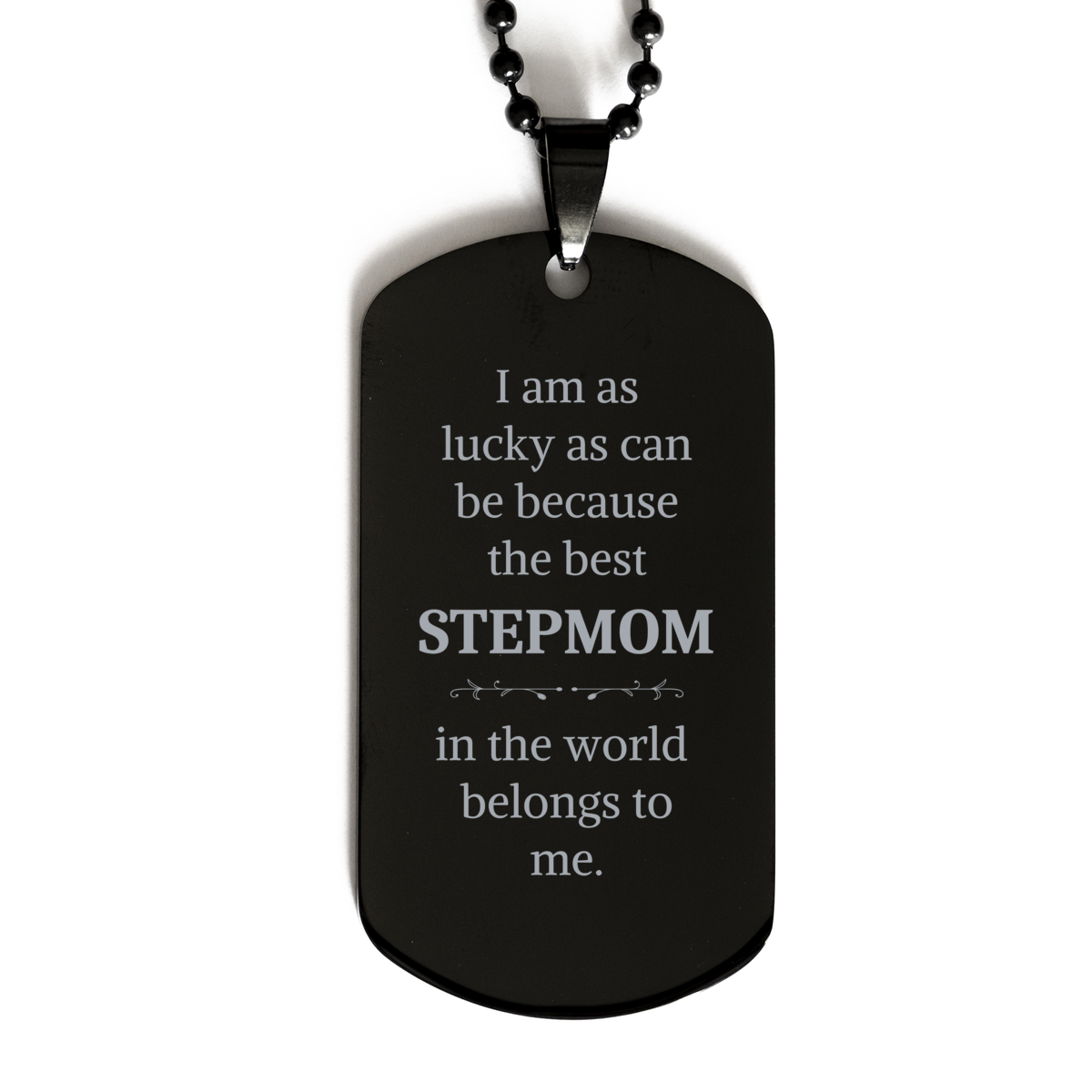 Stepmom Engraved Black Dog Tag for the Best Stepmom in the World Easter Gift