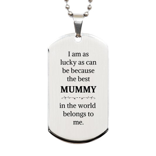 Placa de identificación de plata para mamá - Cita grabada para la mejor mamá - Idea de regalo para el día de la madre para su cumpleaños o Navidad - Placa de identificación única para mamá - Joyas inspiradoras para la mejor mamá del mundo