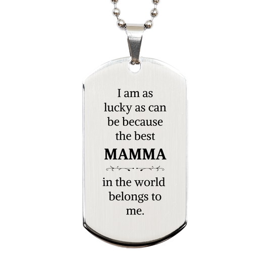 silver dog tag for mamma the best mamma in the world belongs to me engraved gift for mothers day birthday holidays christmas and more