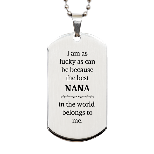 engraved silver dog tag for nana best nana in the world gift for mothers day christmas or birthday unique and inspirational design to show love and appreciation